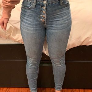 AE super high rise button fly jeggings